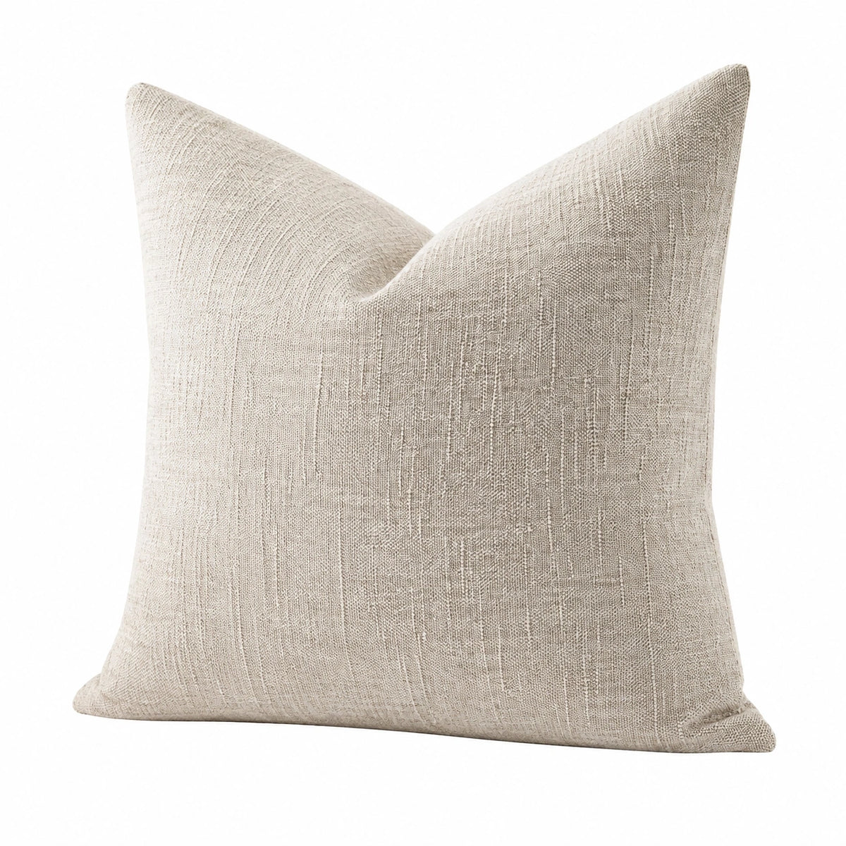 Coussin décoratif 45 x 45 cm en tissu tissé beige - carré texturé