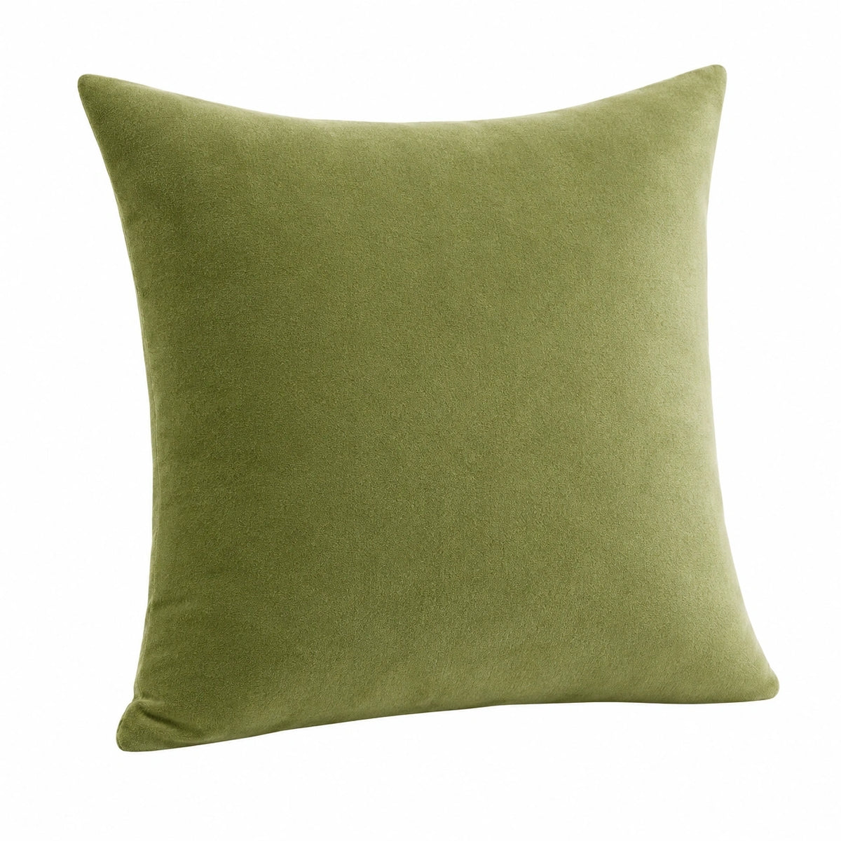 Coussin décoratif 45 x 45 cm en tissu vert olive - toucher velouté