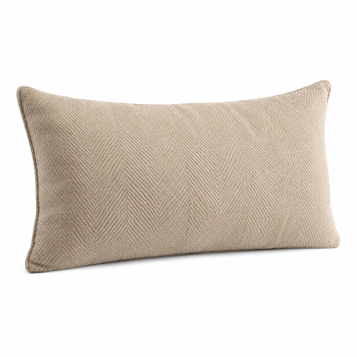 Coussin rectangulaire 50 x 30 cm en textile beige décoratif à chevrons