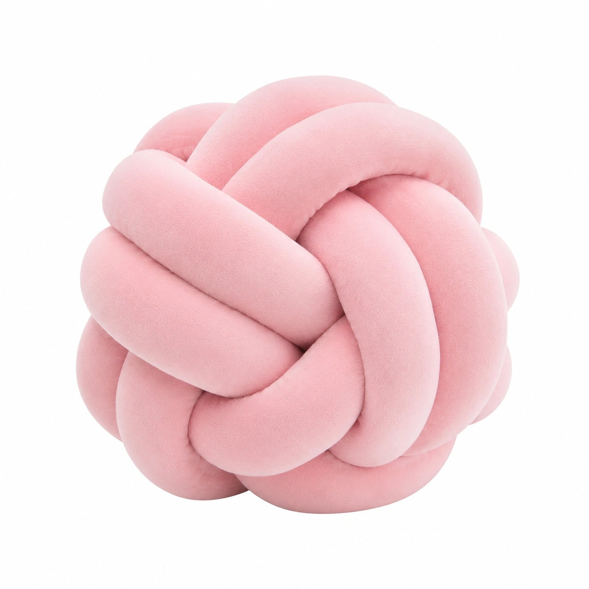 Coussin décoratif noué 30 cm en polyester rose - style tressé
