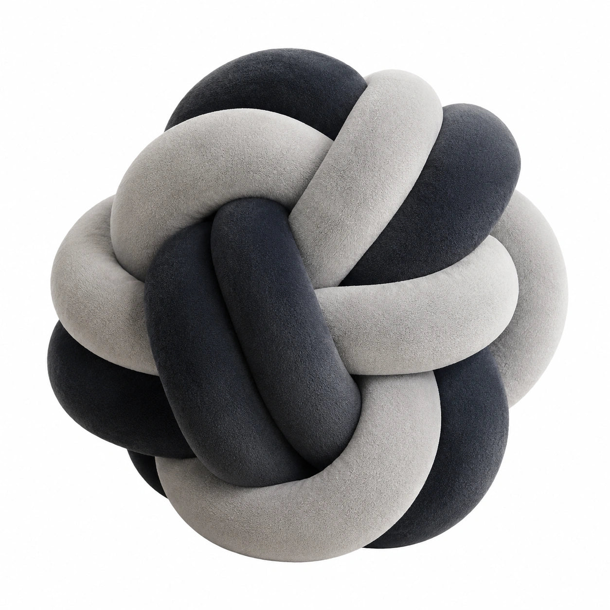 Coussin nœud 30 cm en polyester gris noir décoratif style contemporain