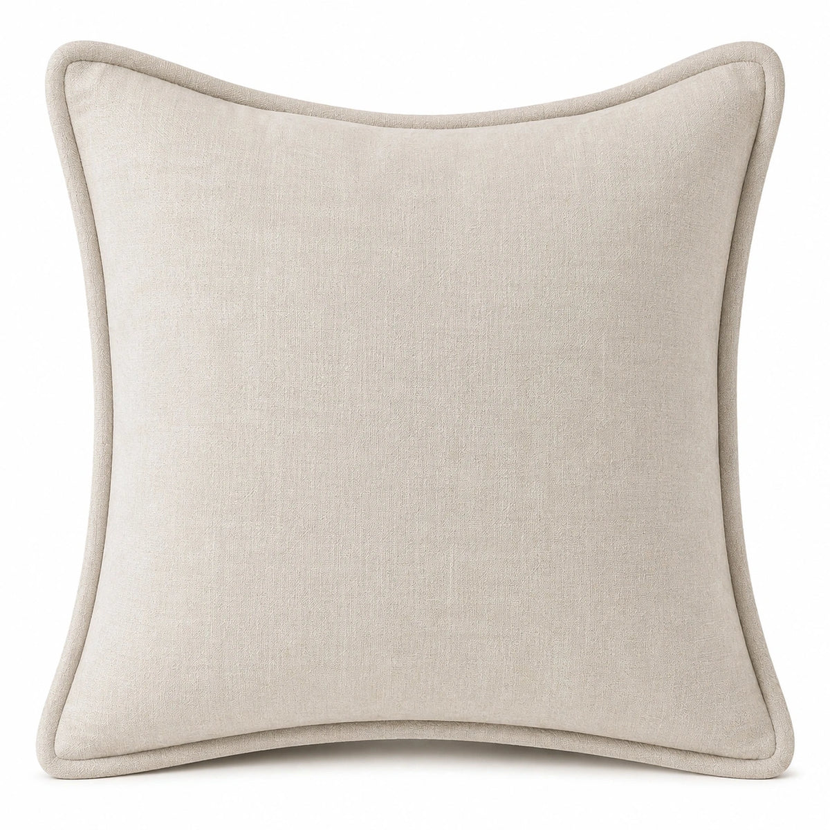 Coussin décoratif 45 x 45 cm en tissu beige à passepoil style contemporain
