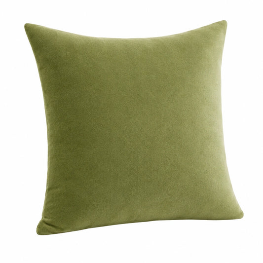 Coussin décoratif 45 x 45 cm en tissu vert olive - toucher velouté