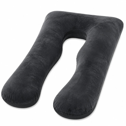 Coussin de grossesse en U 120 cm velours noir soutien du corps