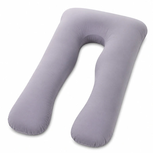 Coussin de grossesse en U 140 cm tissu gris soutien du corps