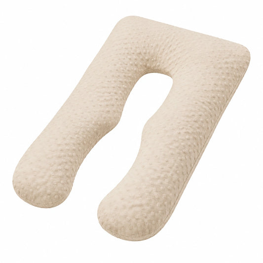 Coussin de grossesse en U 120 cm tissu relief crème soutien corporel