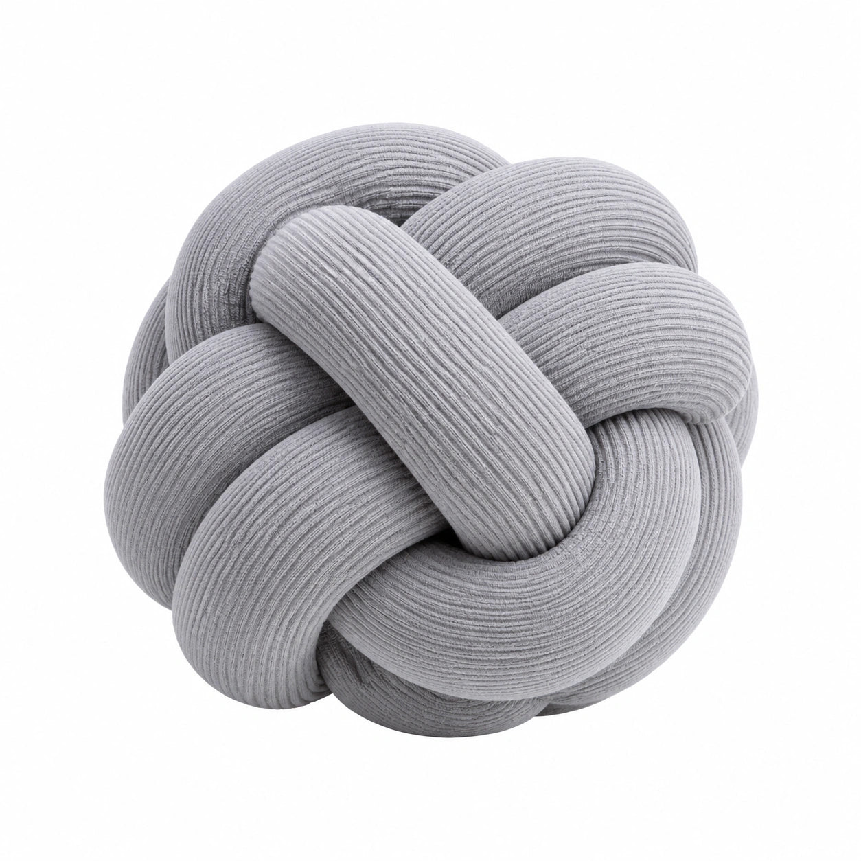 Coussin décoratif noué 30 cm en velours côtelé gris - style contemporain