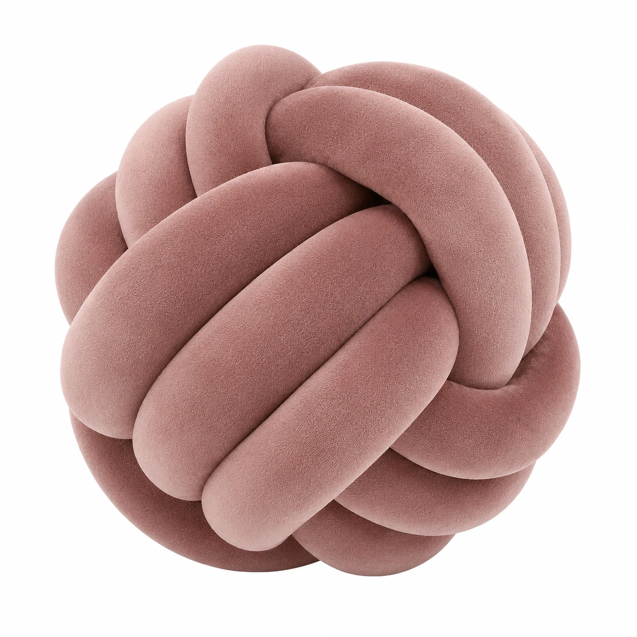 Coussin décoratif noué 30 cm en tissu aspect velours rose - style moderne