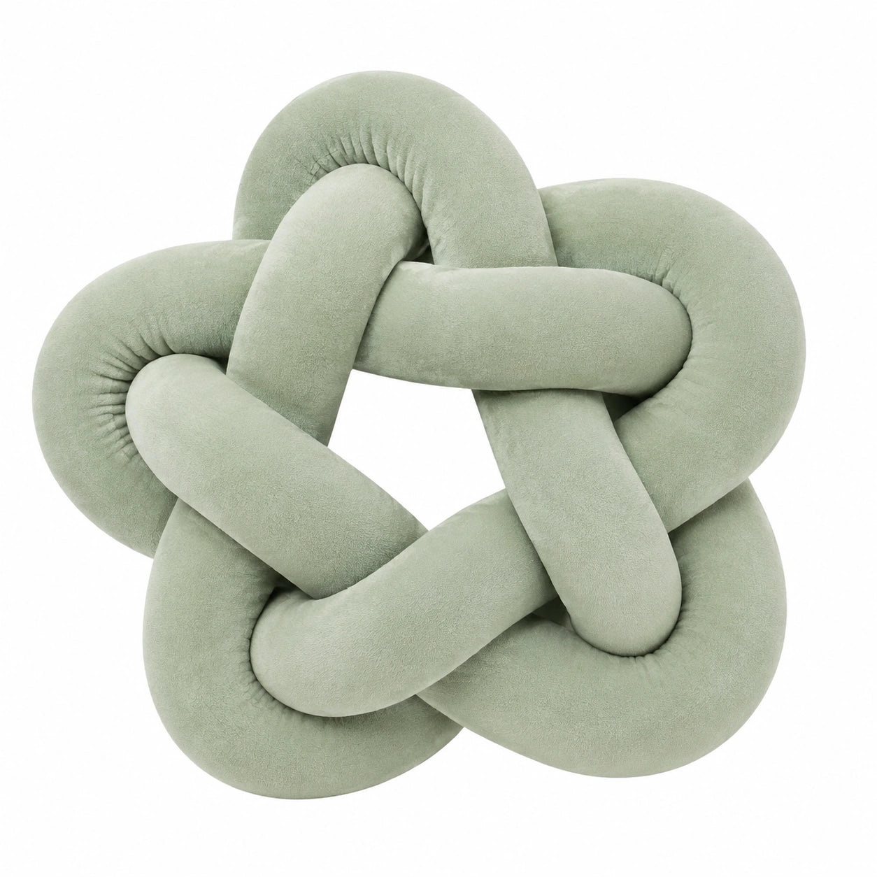 Coussin décoratif nœud 30 cm en tissu doux vert sauge pour canapé style moderne