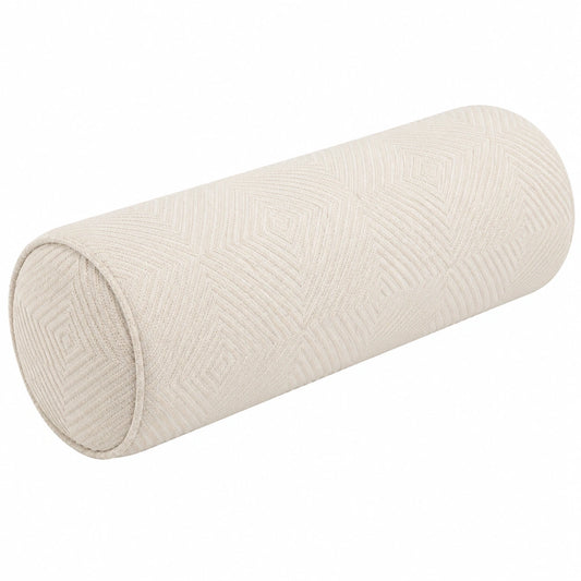 Coussin traversin cylindrique 20 x 50 cm en tissu écru à motif géométrique décoratif