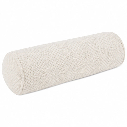 Coussin traversin 20 x 50 cm en tissu texturé écru - soutien moelleux décoratif