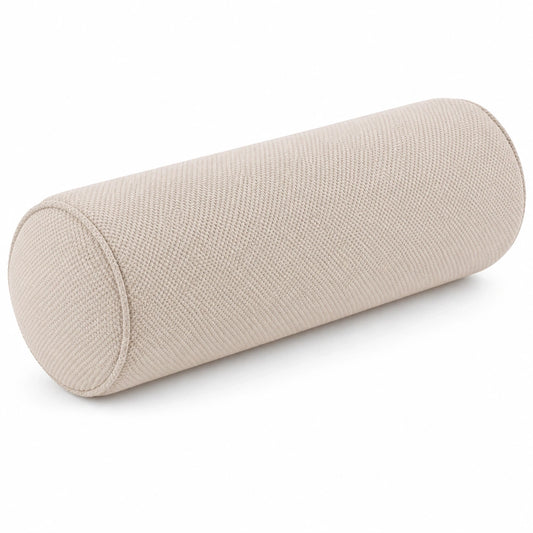 Coussin traversin 20 x 50 cm en tissu texturé beige - soutien décoratif