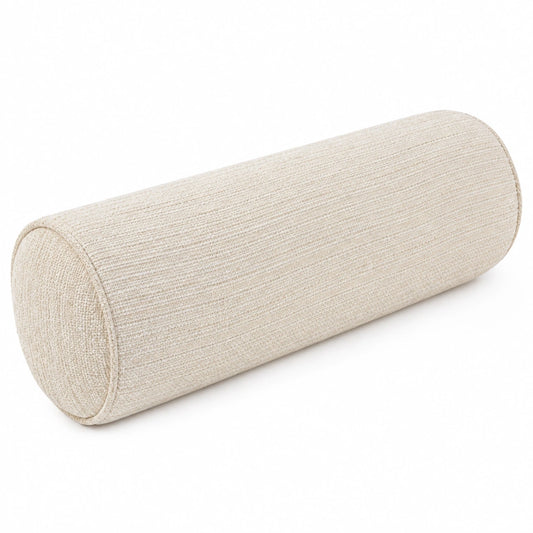 Coussin traversin cylindrique 50 cm en tissu texturé beige pour décoration et soutien