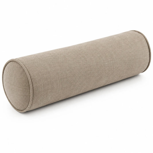 Coussin traversin cylindrique 15 x 40 cm en tissu beige pour soutien décoratif