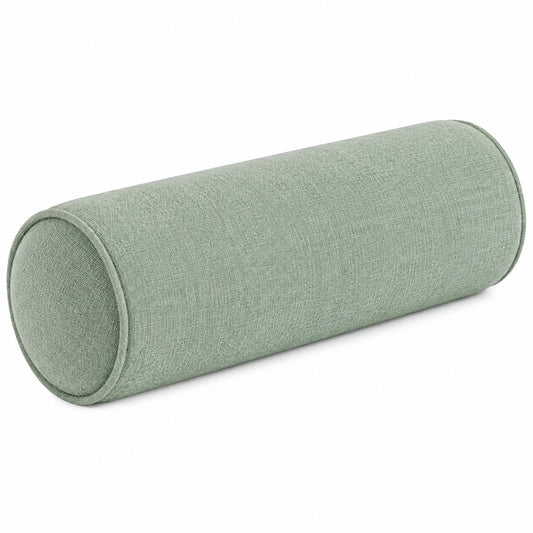 Coussin traversin cylindrique 15 x 45 cm en tissu vert sauge décoratif